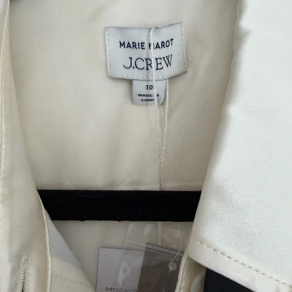 J. Crew Ivory Sleeveless Blouse with Black Tie - Picture 2 of 4